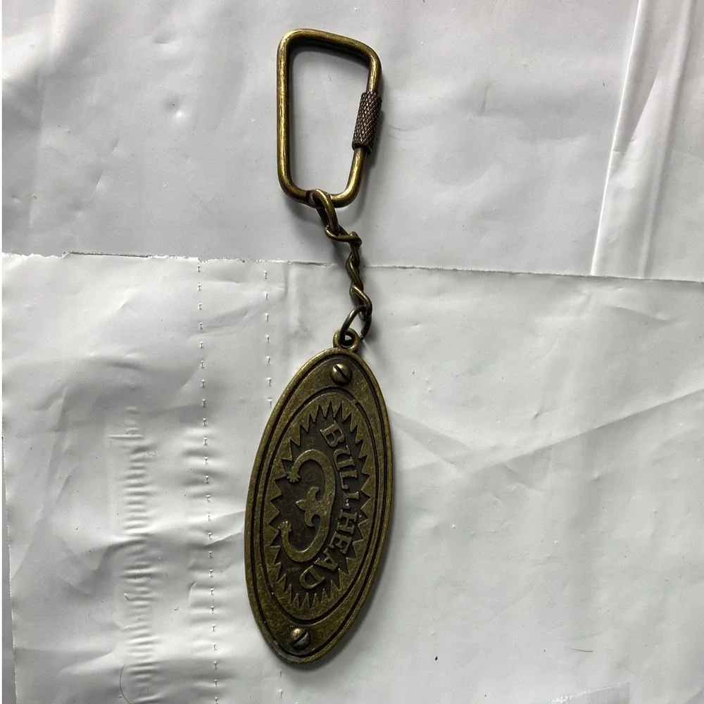 Bullhead Denim Co Keychain Antique Brass Oval‎ Logo PacSun Y2K